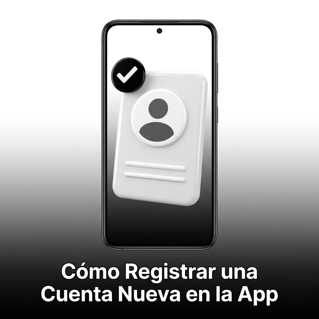 Pantalla de registro de cuenta nueva en la aplicación móvil con formulario de datos de usuario