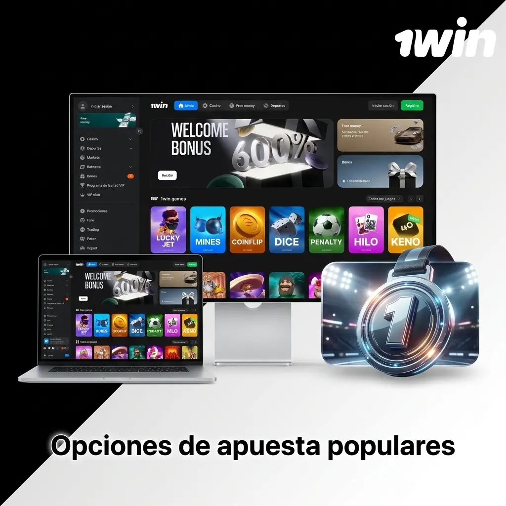 Opciones de apuesta populares en deportes y casino, incluyendo fútbol, baloncesto y ruleta en línea