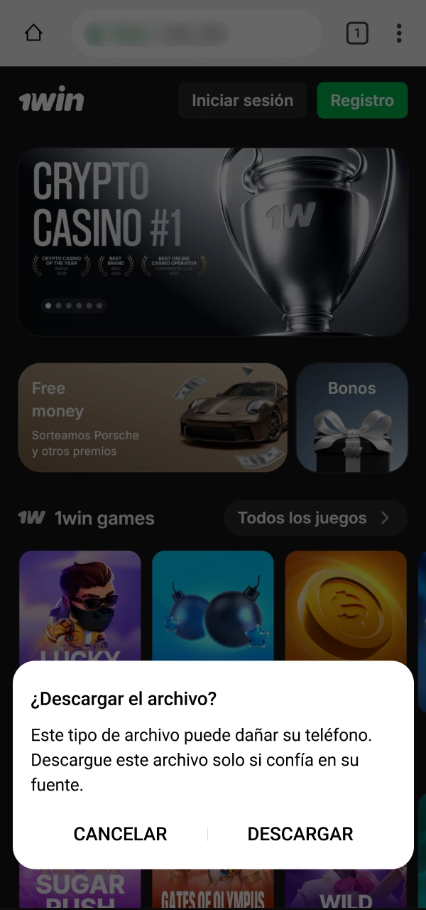 Guarda el archivo ejecutable Android para configurar tu 1win Aplicación móvil.