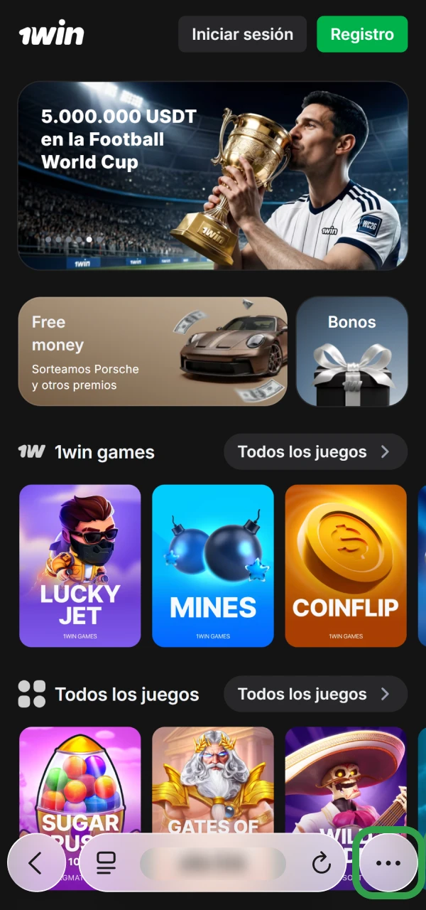 Pulsa el ícono dedicado de descarga iOS buscando 1win Aviator.