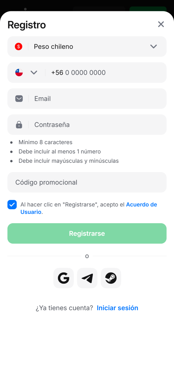 Llena la planilla de registro para tener acceso a 1win Aviator.