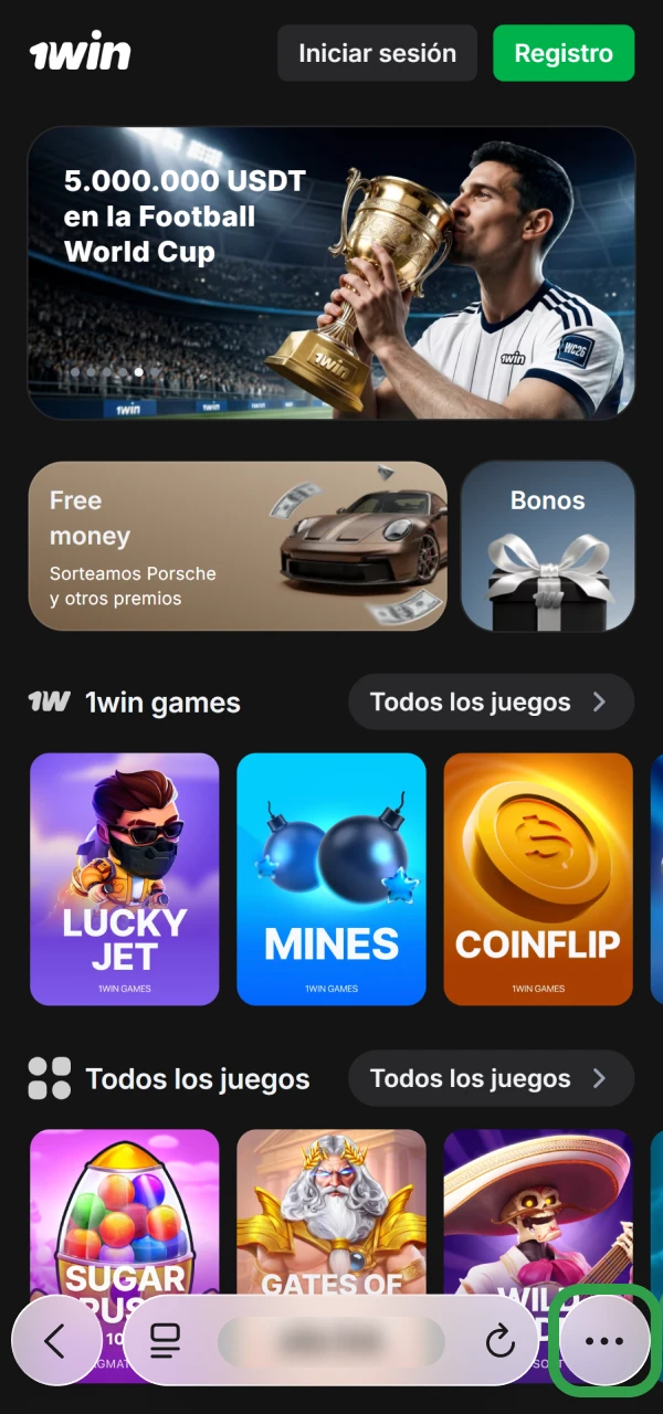 Selecciona el widget de descarga móvil iOS de 1win Lucky Jet.