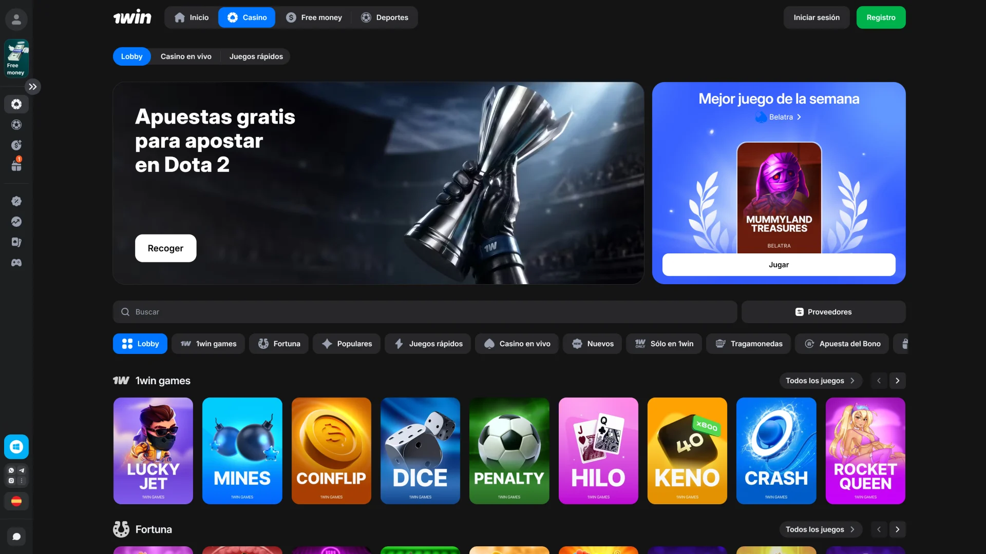 Abre la interfaz de inicio oficial en 1win Chile para apostar.