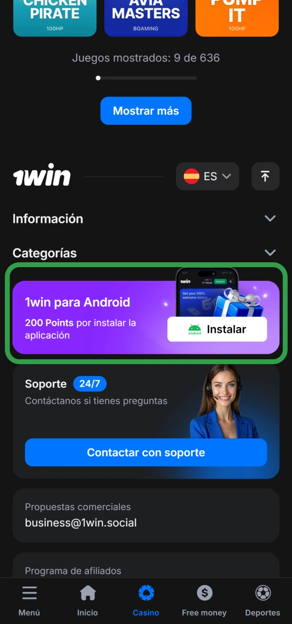 Guarda el archivo móvil oficial para tu cuenta de 1win Registro.