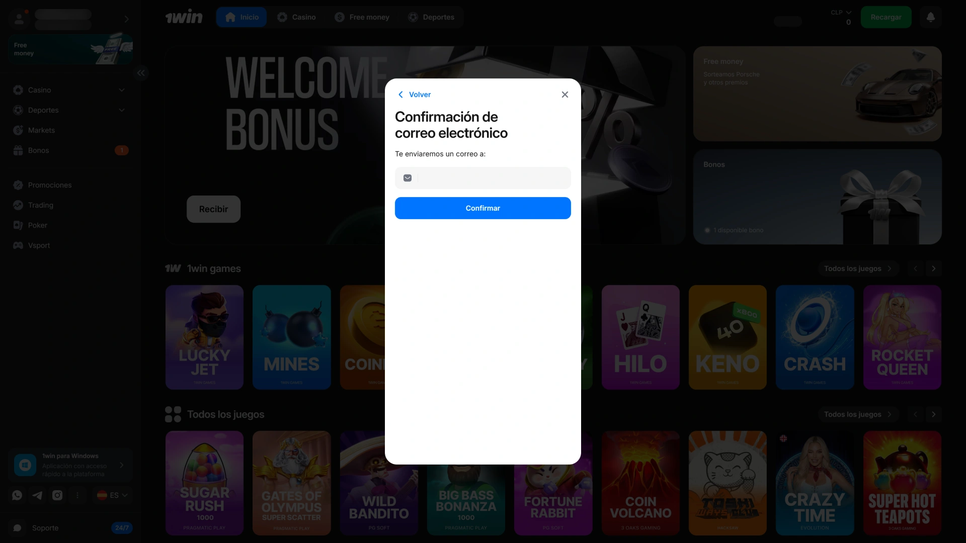 Valida tus datos de acceso y finaliza el 1win Registro.