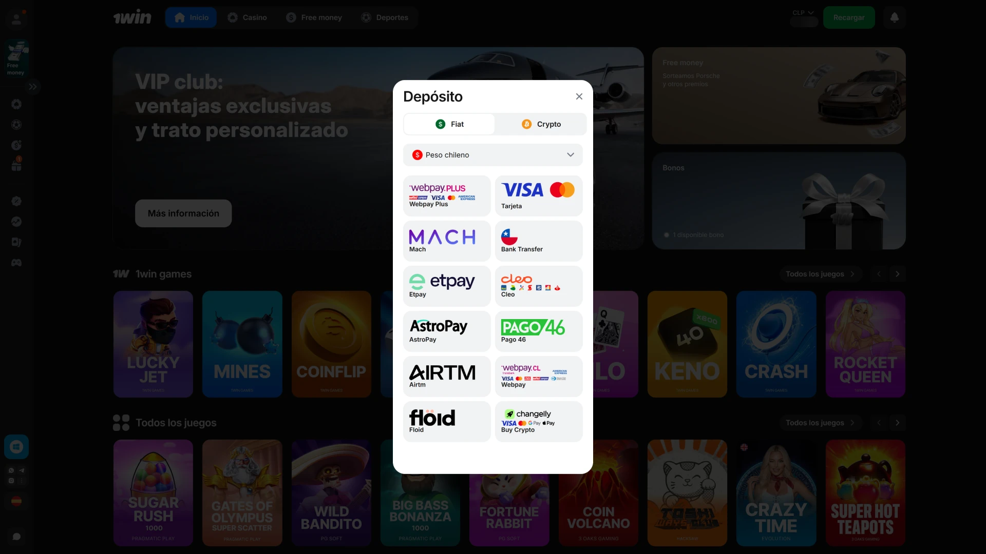 Recarga fondos en tu cuenta para activar el 1win Registro.